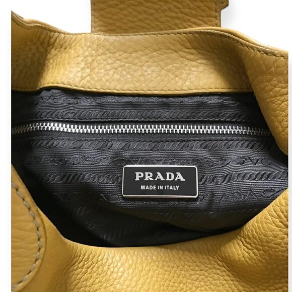 Prada yellow tumbled Daino‎ leather shoulder bag, Large - Picture 7 of 16